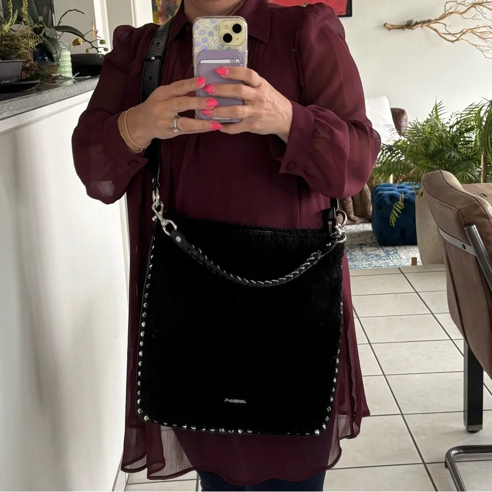 Rebecca Minkoff Black Shearling Shoulder or Crossbody bag - Picture 7 of 8